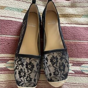 Stuart Weitzman Black Floral Lace Espadrilles